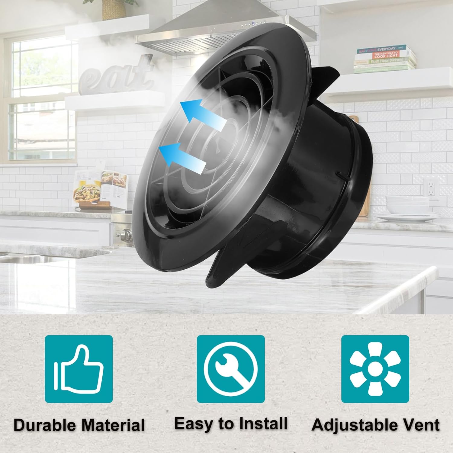 PATIKIL 4 Inch Round Air Vent Cover, 2 Pack Soffit Vents ABS Adjustable Ceiling Vent Covers Air Vent Louver for Bathroom Kitchen Living Room Ventilation System, Black