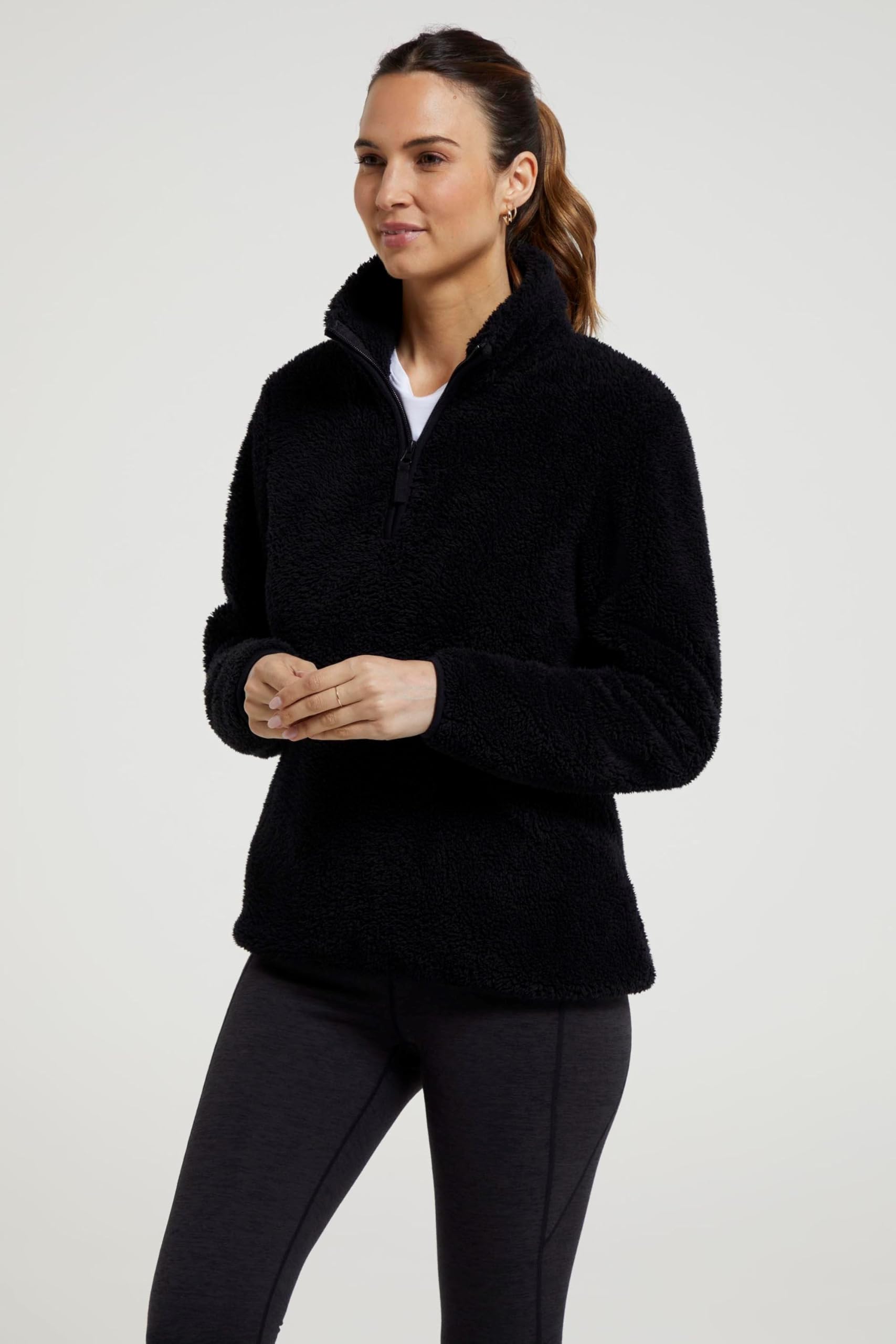 Mountain Warehouse Polaire Teddy pour Femme - Sweat-Shirt Chaud et Confortable, Haut à Demi zippé, Pull léger, Anti-Peluches - Idéal pour l'extérieur, Le Sport, l'hiver