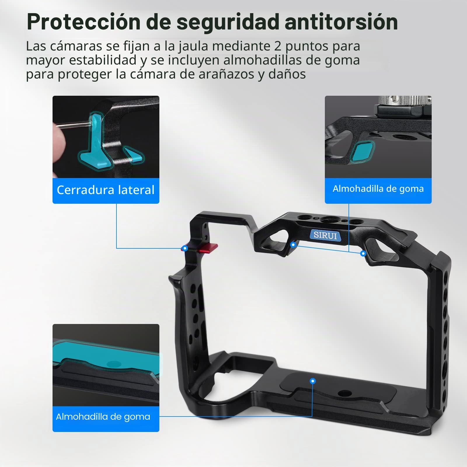 SIRUI S5II / S5IIX Kit de Jaula Completa con Top Handle para Panasonic LUMIX S5II / S5IIX, QR Placa para Arca-Swiss, con Correa de Mano y NATO Rail - SCH-S5M2