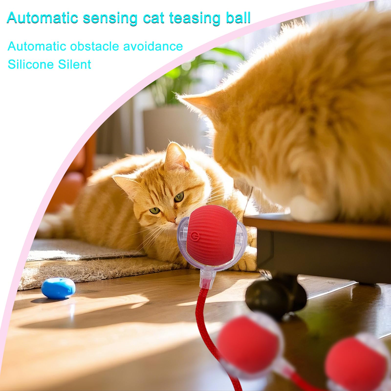 Pelota de juguete interactiva para gatos y perros: juego inteligente de movimiento automático para mascotas con luz LED y cola para activación por movimiento, regalo de cachorro de gatito, ejercicio