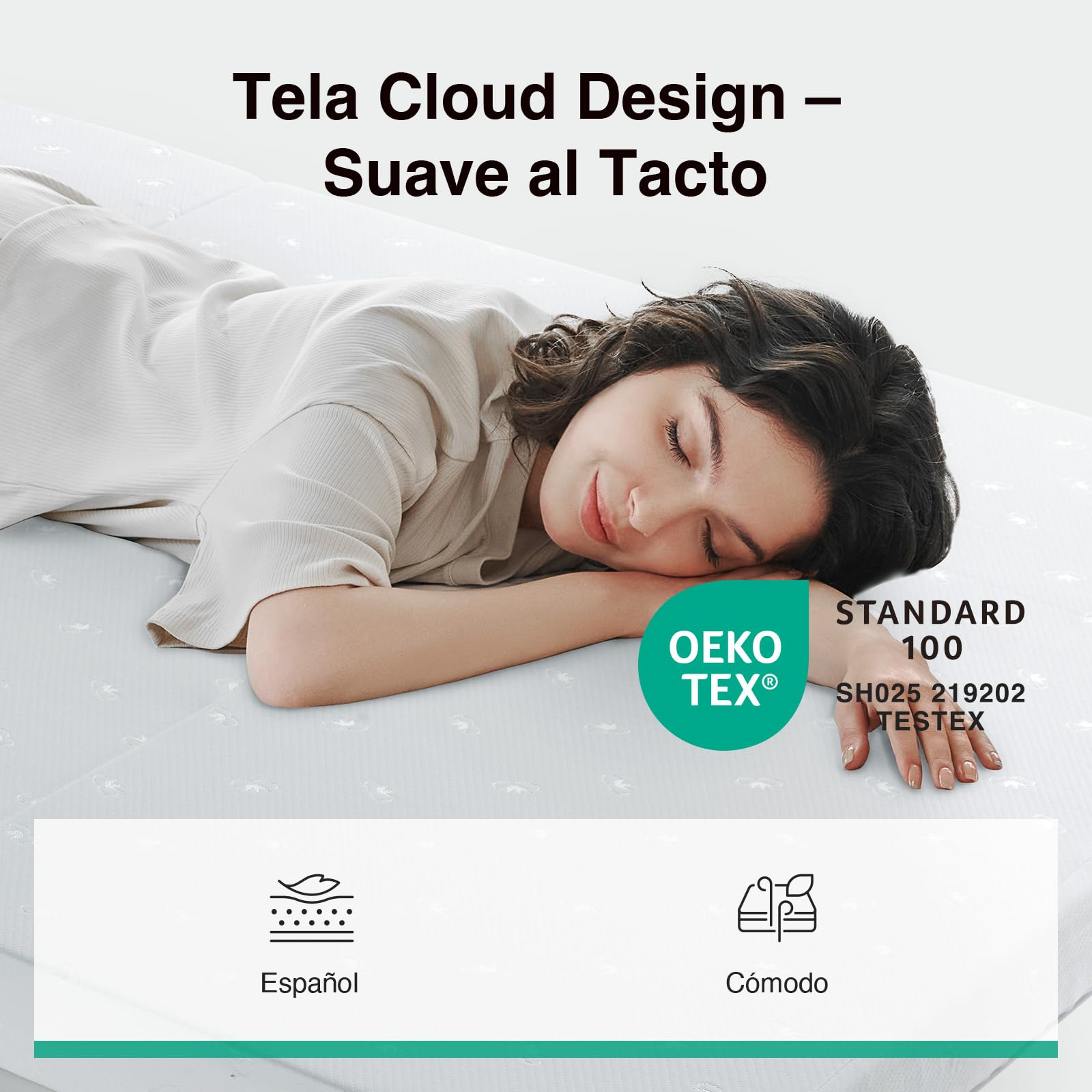 Novilla Colchón Plegable 10 cm, Cama Supletoria de 3 Piezas con Espuma Alta Densidad, Funda Lavable y Transpirable, Ideal para Invitados, Camping y Viajes (135x190 cm)