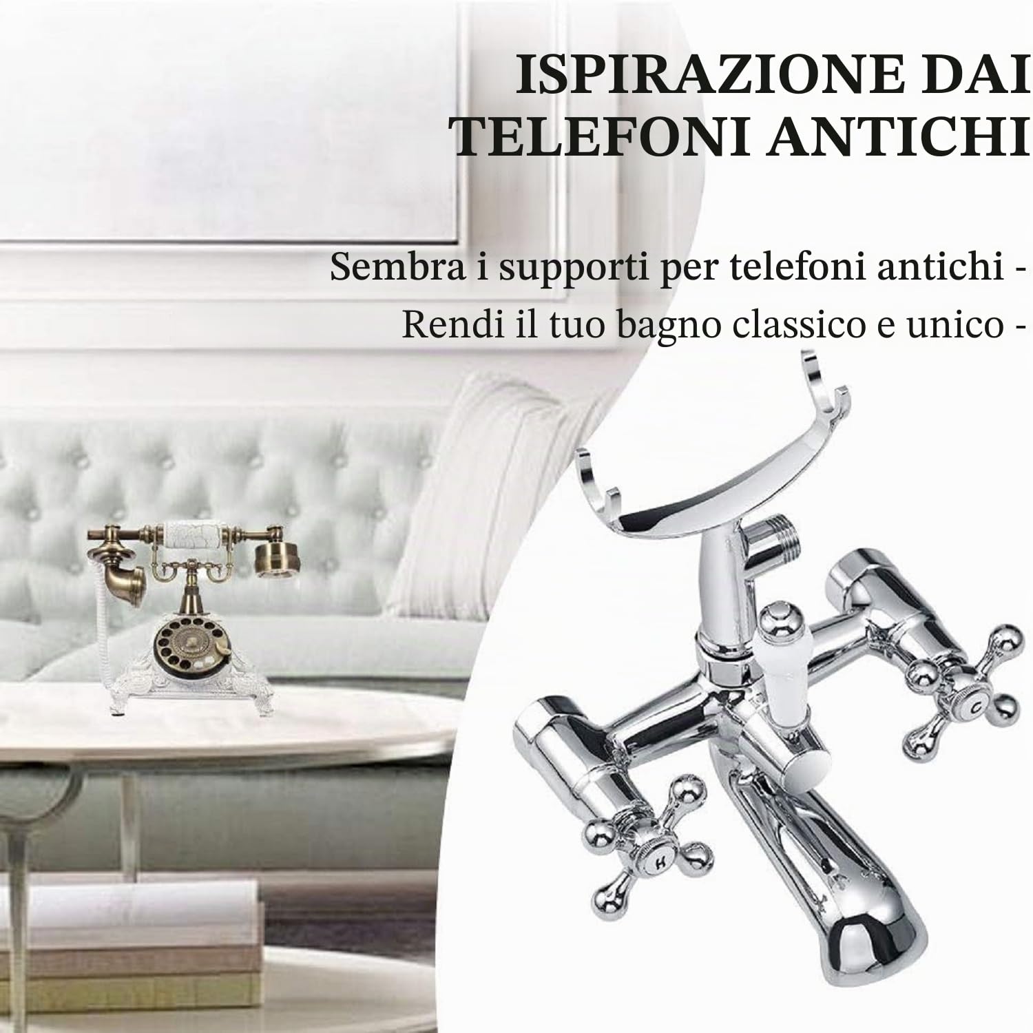 Wasserrhythm Rubinetti per vasca da bagno con attacco doccia vittoriano tradizionale telefono bagno vasca da bagno rubinetto di riempimento Deck Mounted Cross doppia maniglia doccia con maniglia