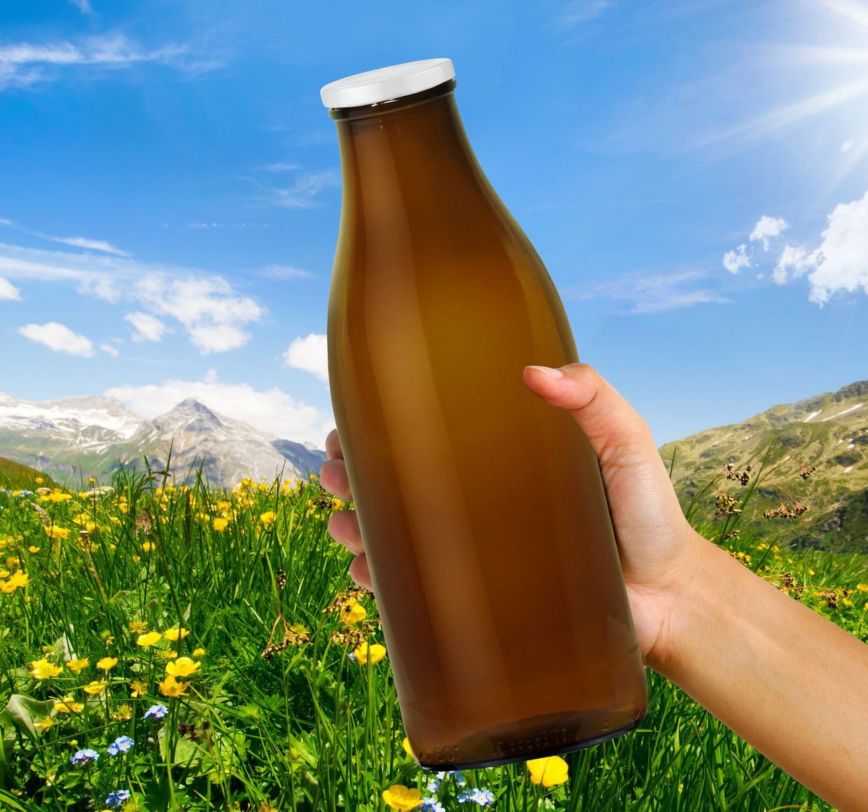 Geniess-Bar! 15 Braune Milchflaschen 1L Glasflaschen 30 Twist off Schraubverschluss Deckel leer Milch Flaschen 1 Liter zum Befüllen Weithalsflaschen hitzebeständig Küche, Haushalt & Wohnen