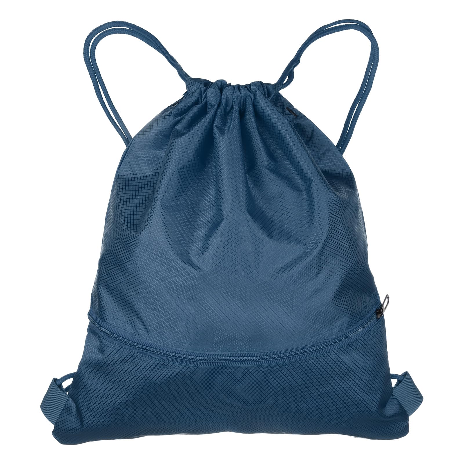 HARFINGTON Drawstring Backpack Bag 16.5" x 19.3" Oxford Cloth Bulk Cinch Sack Unisex Waterproof Draw String Back Sack with Zipper Pockets for Sports