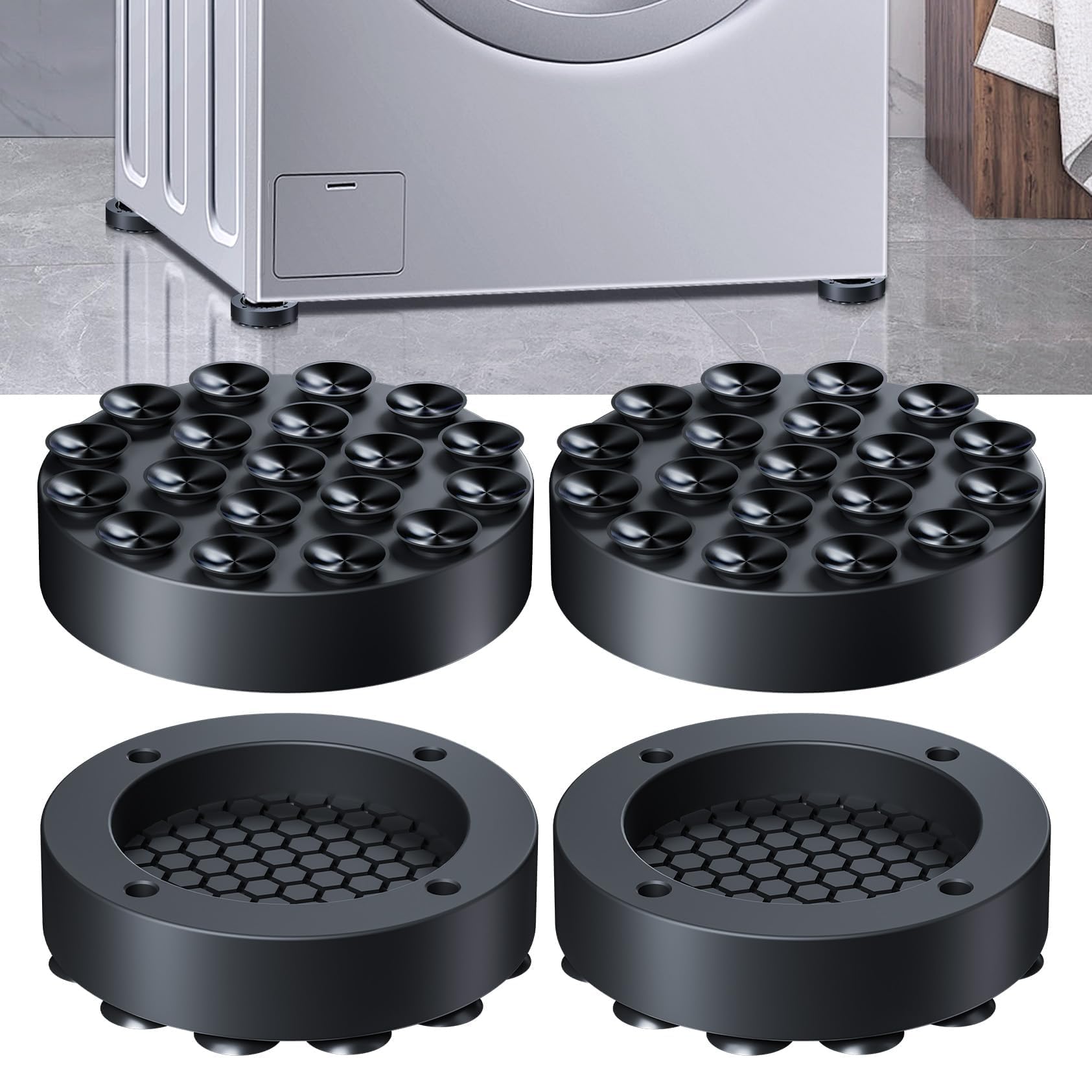Schwingungsdämpfer Waschmaschine, 4 Stück Waschmaschinen Untergestell Unterlage Antirutschmatte Waschmaschine Füße Matte, Antivibrationsmatte Waschmaschine Anti Rutsch Pads Waschmaschinen Dämpfer