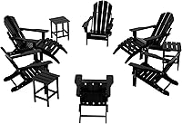 Vista 1 de WO Home - Juego de muebles con 6 sillas plegables Adirondack de madera de polietileno, 3 mesas auxiliares y 3 reposapiés otomano, resistente a