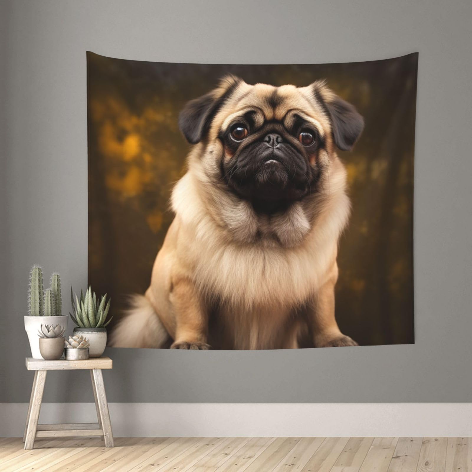 FodPand Pug Dog Tapestry for Bedroom Aesthetic, Wall Hanging Tapestries Art Decor Backdrop Wall Tapestry for Dorm Living Room Funny Poster Party Banner Background 51" X 60"
