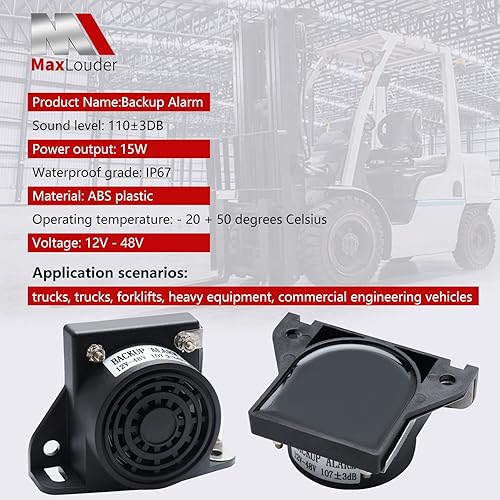 B0CJQXN79K_image_3 1 unids alarma de respaldo de coche bocina de marcha atrás 105dB 12V48V respaldo resistente aviso inversa Beeper para camión vehículo