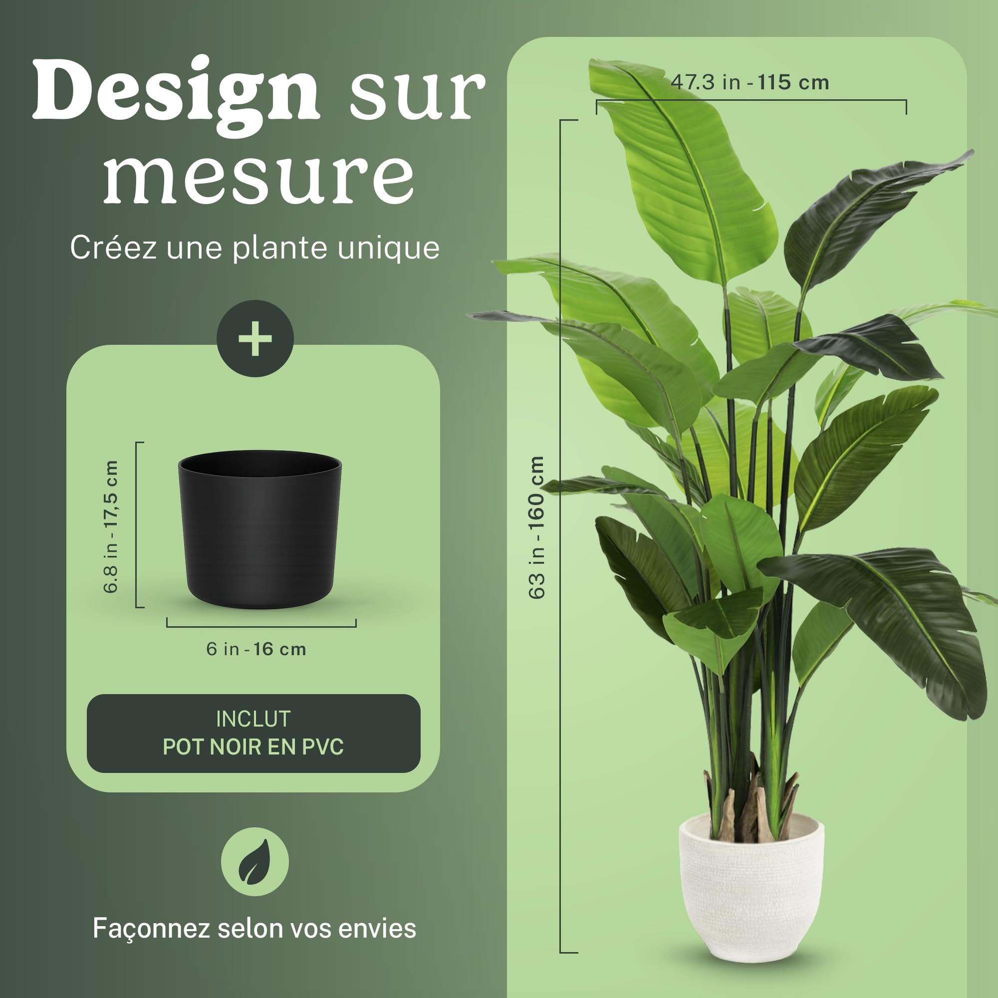 Maia Shop Oiseau de Paradis Artificiel 150 cm - Faux Arbre d'Intérieur