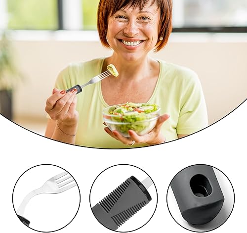 Miniatura 4 de Juego de 4 utensilios adaptativos - Utensilios ponderados para temblores de manos, ayudas de Parkinson para vivir cuchillo de acero inoxidable,