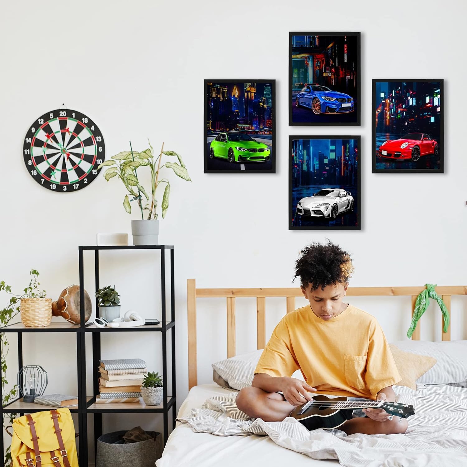 CHUADIAD Stampe Poster Decorazione per la casa Pittura su Tela 5 Pannelli Auto di Lusso Appendi Quadri Quadri modulari da Parete per Camera dei Ragazzi- Senza Cornice