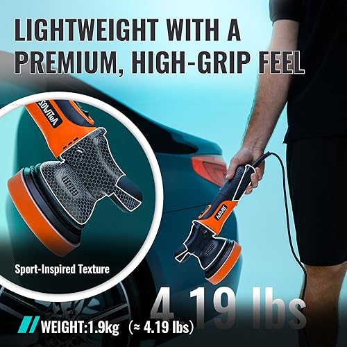 Miniatura 4 de Pulidora de búfer para automóvil, pulidora de doble acción de 5 pulgadas para detalles de automóviles, kit de pulidor orbital aleatorio de 0.354 in,