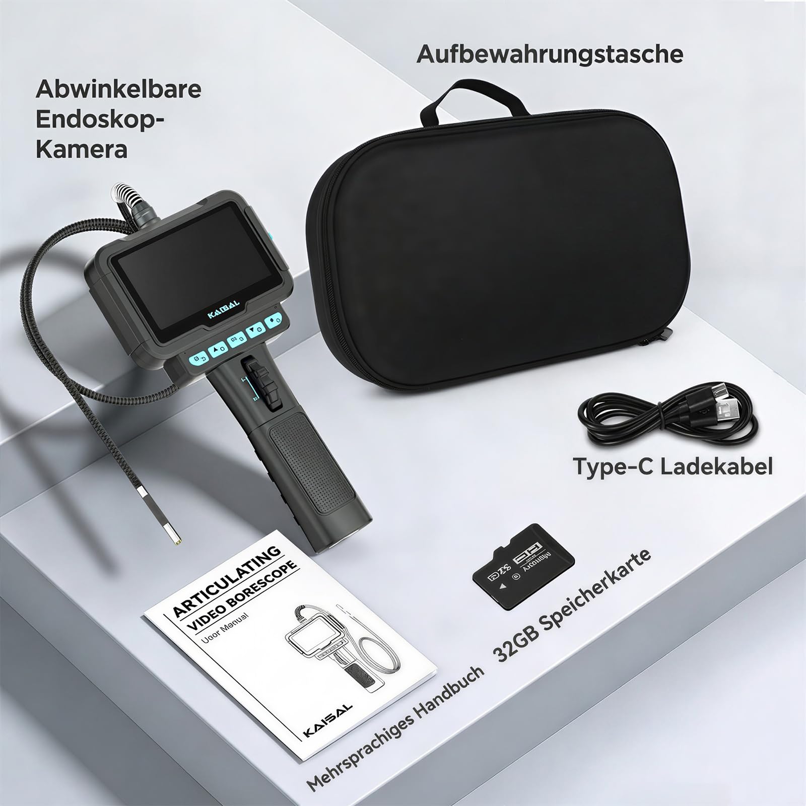 KAISAL 6.25mm Endoskopkamera 210° Beweglicher Kopf Inspektionskamera