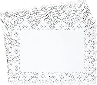 Juvale Rectangular Paper Placemats & Doilies for Dessert Trays - White 15.5 x 11.7 in 100 Pack - Disposable Placemats & Tea Party Decorations - Paper Doilies for Tables