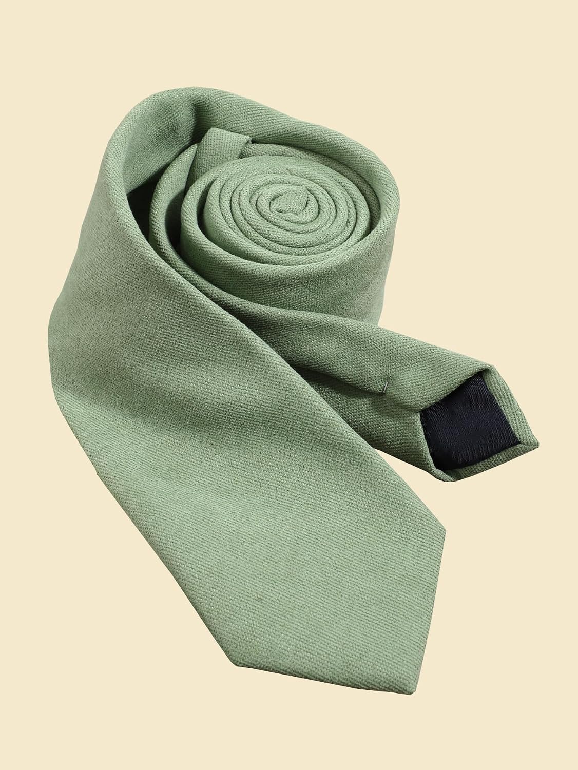 Sage Green Solid Tie for Men, Textured Necktie for Business, Wedding, Formal & Casual Occasions