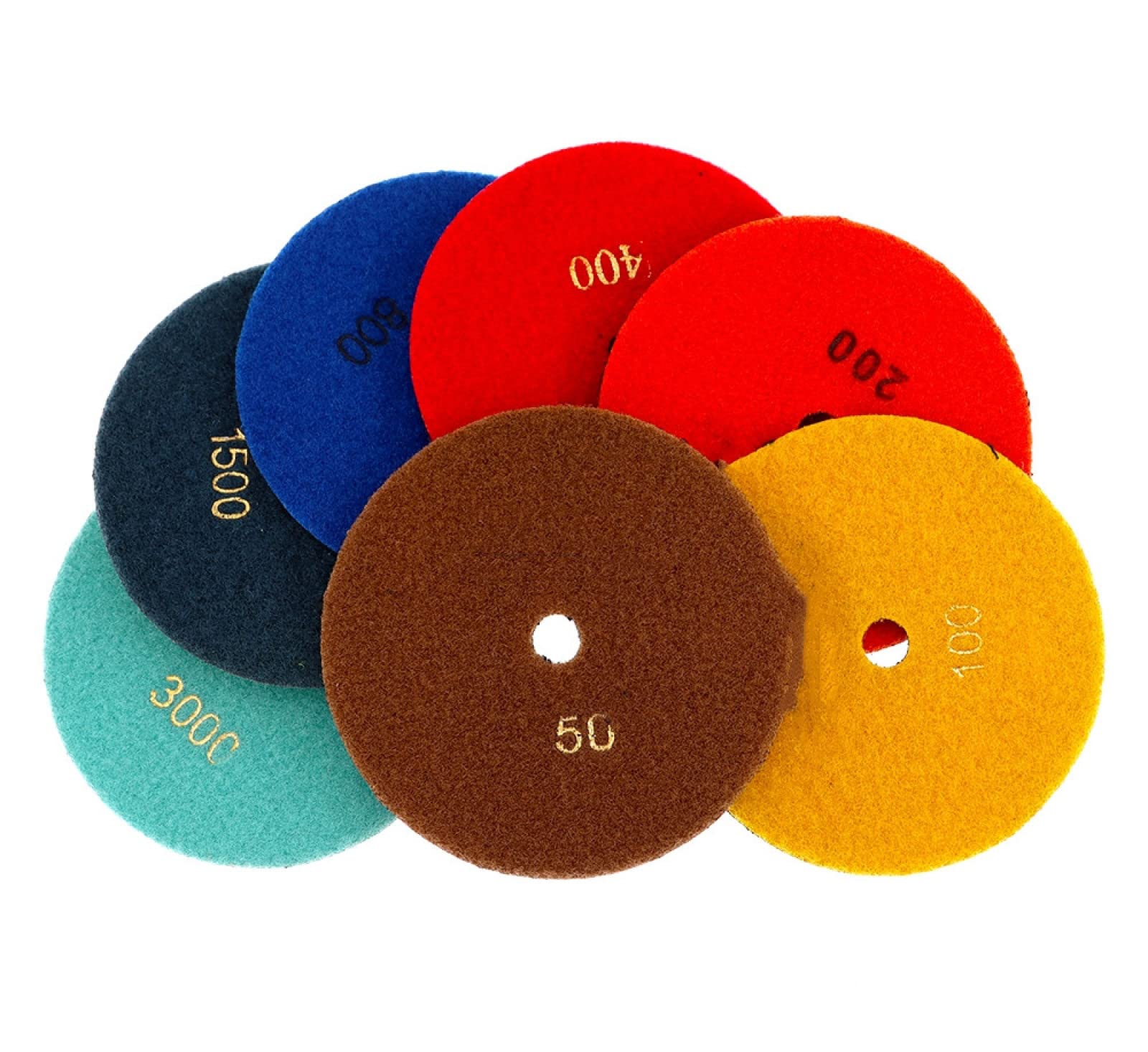 Disque de coupe en diamant, disque de coupe, Lot de 7 tampons de polissage à sec de 5 pouces, tampons de polissage diamantés tranchants et flexibles de 125 mm for disque de ponçage en granit, marbre,