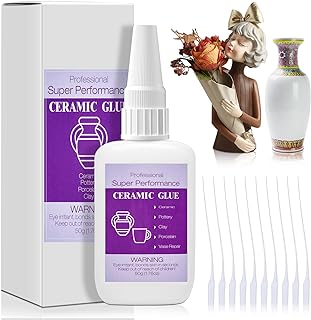50g Ceramic Glue with Nozzle, Instant Strong Adhesive Glue Fast Drying Super Glue Gel for Porcelain Pottery Repair Bonding Ceramic Clay Vase Tiles DIY Crafts
