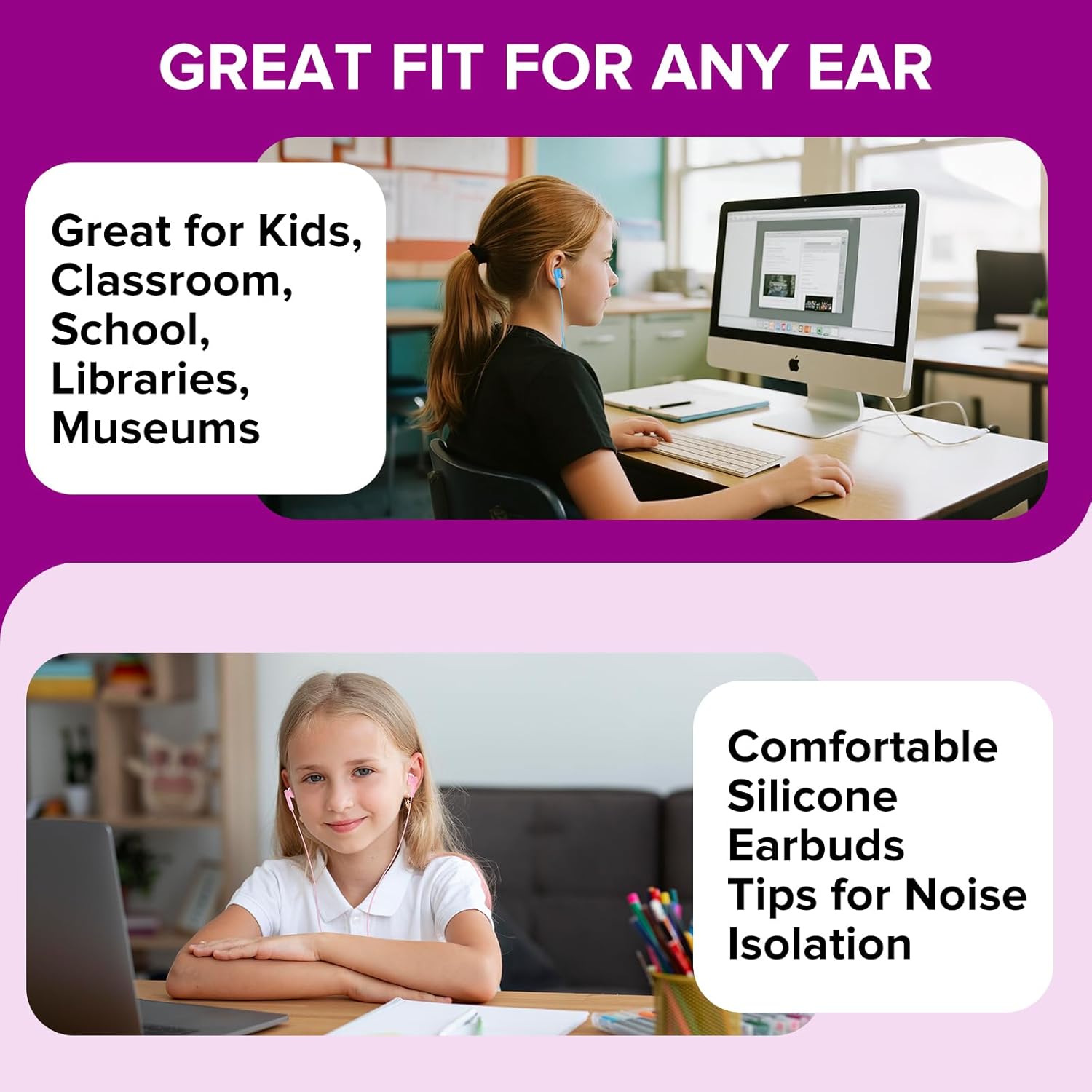 200 Pack Bulk Earbuds for Classroom,Wholesale Wired Students in Ear Earphones with 3.5 mm Jack for School Computer Chromebook Laptop PC,Individually Bagged,(HTC003,Mixed Colors)