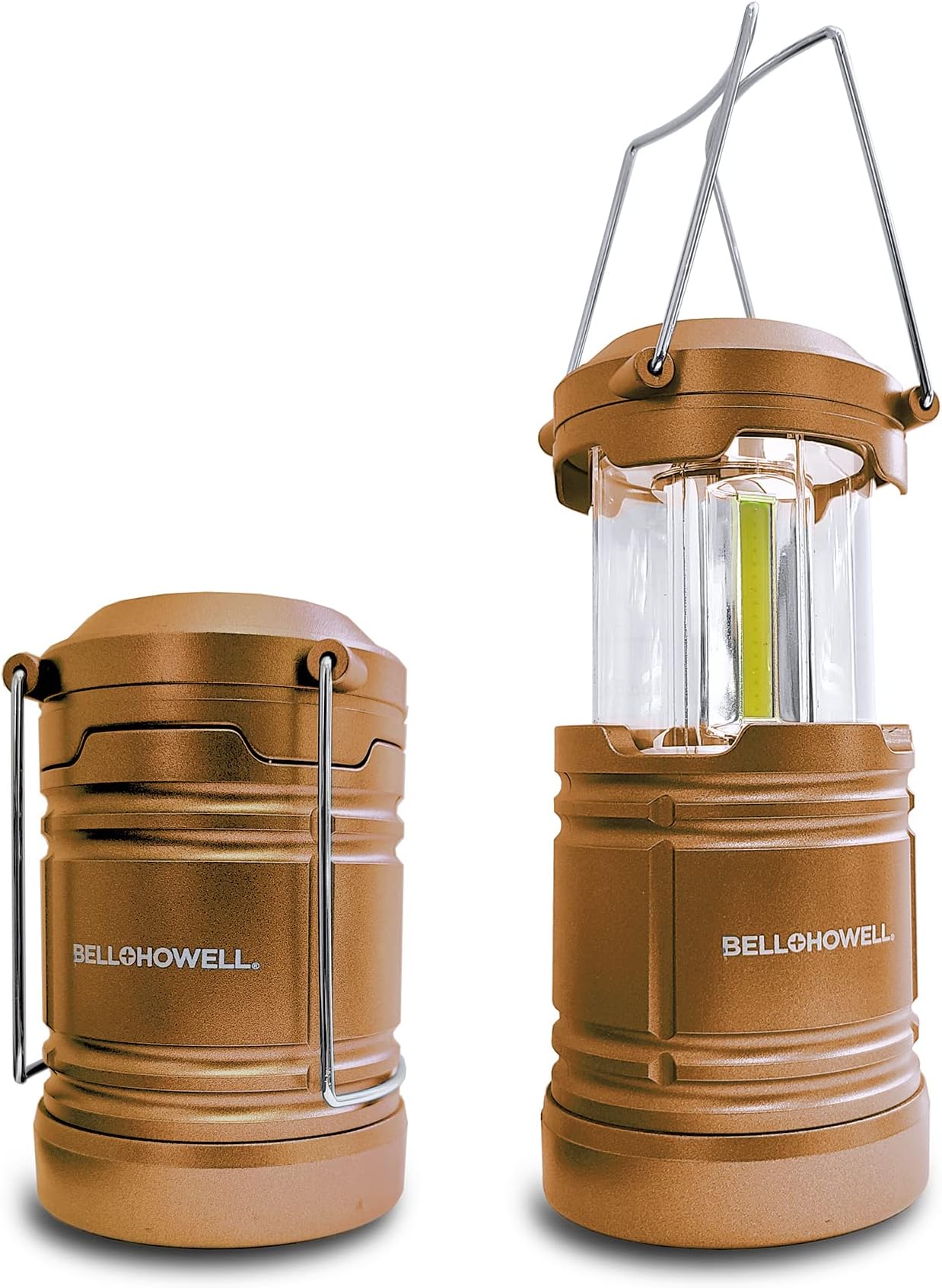 Taclight Lantern Copper S/2 by Bell+Howell Tac Lantern COB LED Camping Flashlights Super Bright Portable Survival Lanterns Collapsible Emergency Light for Hurricane Storms Power Outages as Seen on TV