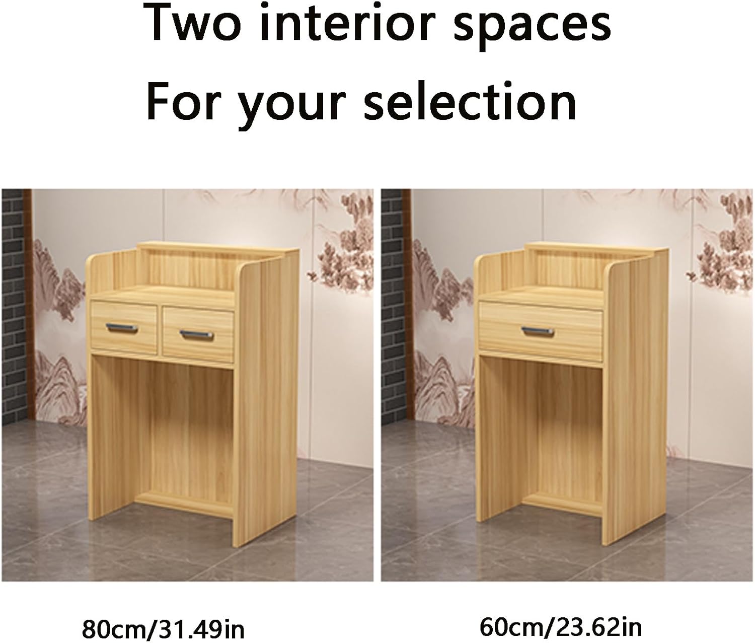 Reception Desk,Reception Desk with Counter,Front Desk,Simple Design, with Light, Suitable for Company Front Desk, Restaurant Front Desk and Other Scenes (Need to Be Installed)(Teak,23.62in)