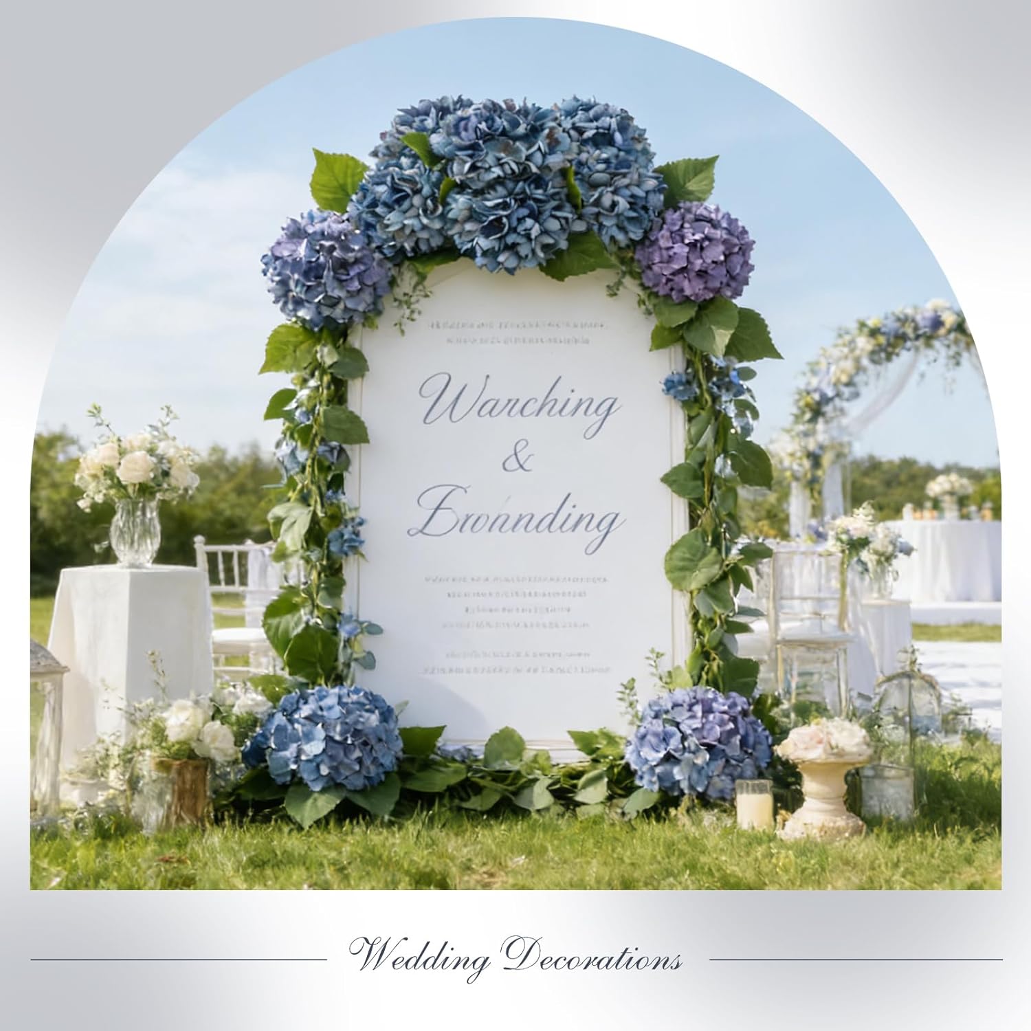 6PCS 21 Inch Lifelike Artificial Silk Hydrangea Flowers, Large Fake Hydrangea Flowers Bouquet with Stems, Full Faux Hydrangea for Home Decor Wedding Table Party Office Decor(Dusty Blue)