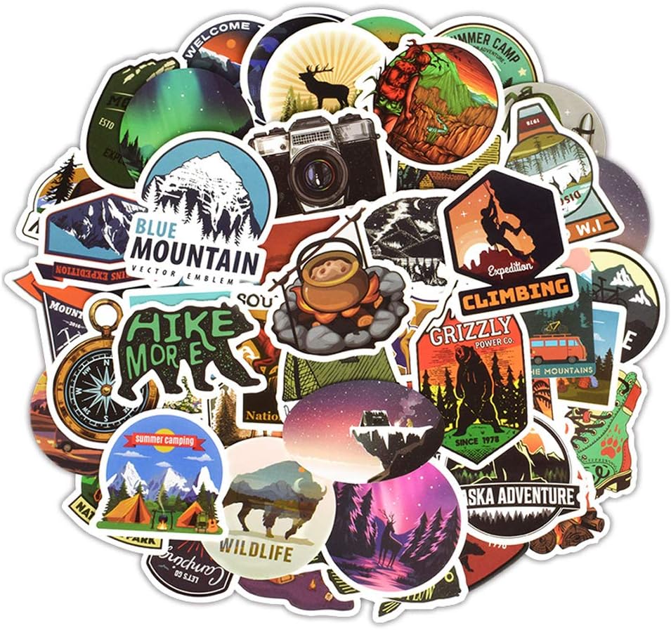 115pcs Outdoor Adventure Tourism Theme Stickers Decals of Laptop Stickers Decals for Cars Motorcycle Portable Luggage Laptops Waterproof