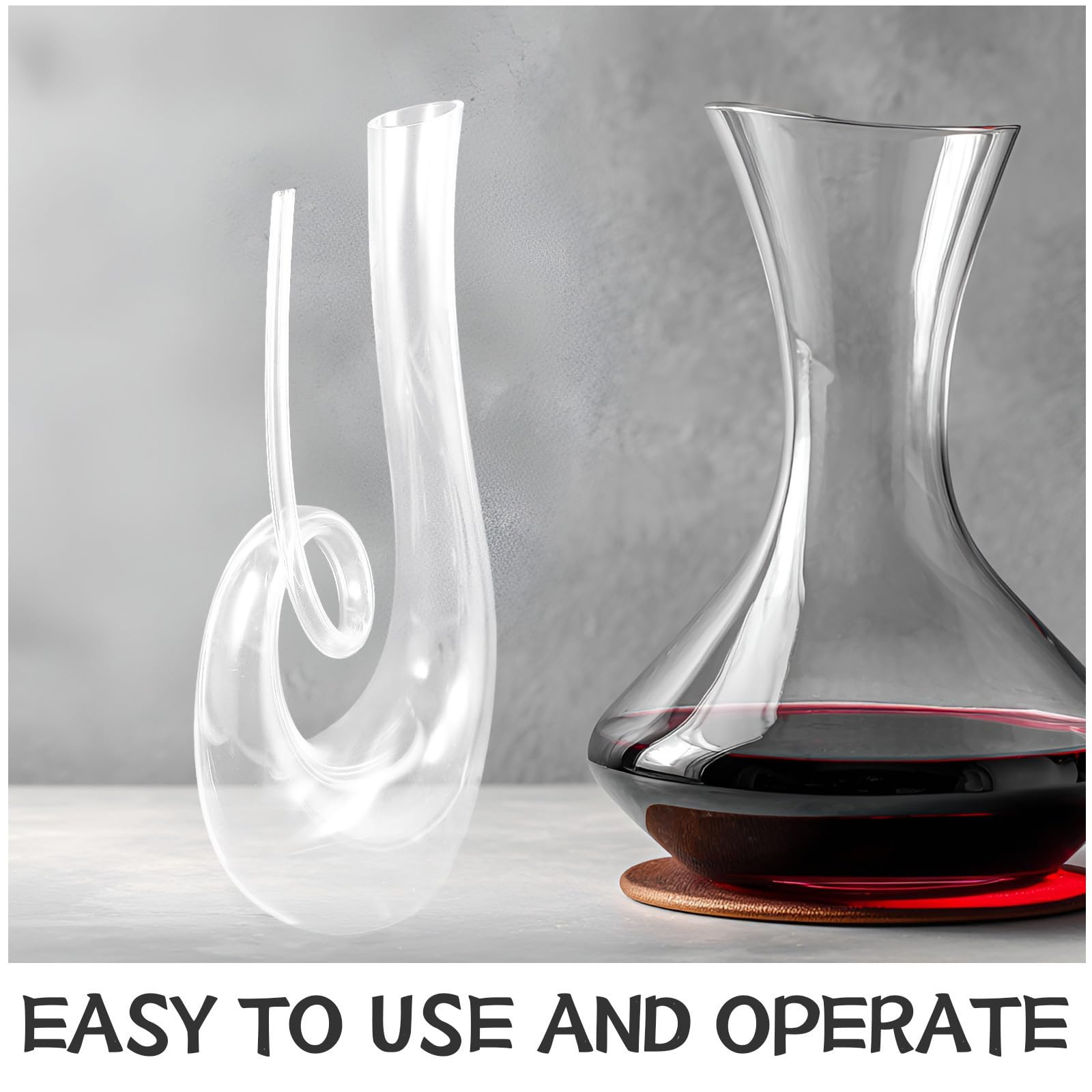 DOITOOL Decantador de Vino Doméstico y Diseño de Cristalino 1300ml para Mejorar y Bouquet en Reuniones