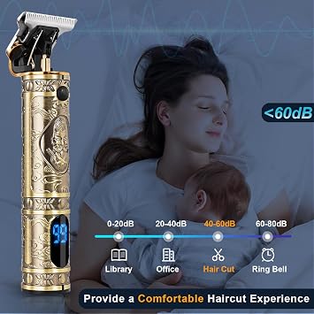 Hair Clippers for Men, Professional Cordless Hair Trimmer - Electric T Blade Beard Trimmer Shaver Edgers Zero Gapped Mens Grooming Kit Rechargeable LCD Hair Cutting Kit - Gifts for Men(Gold)