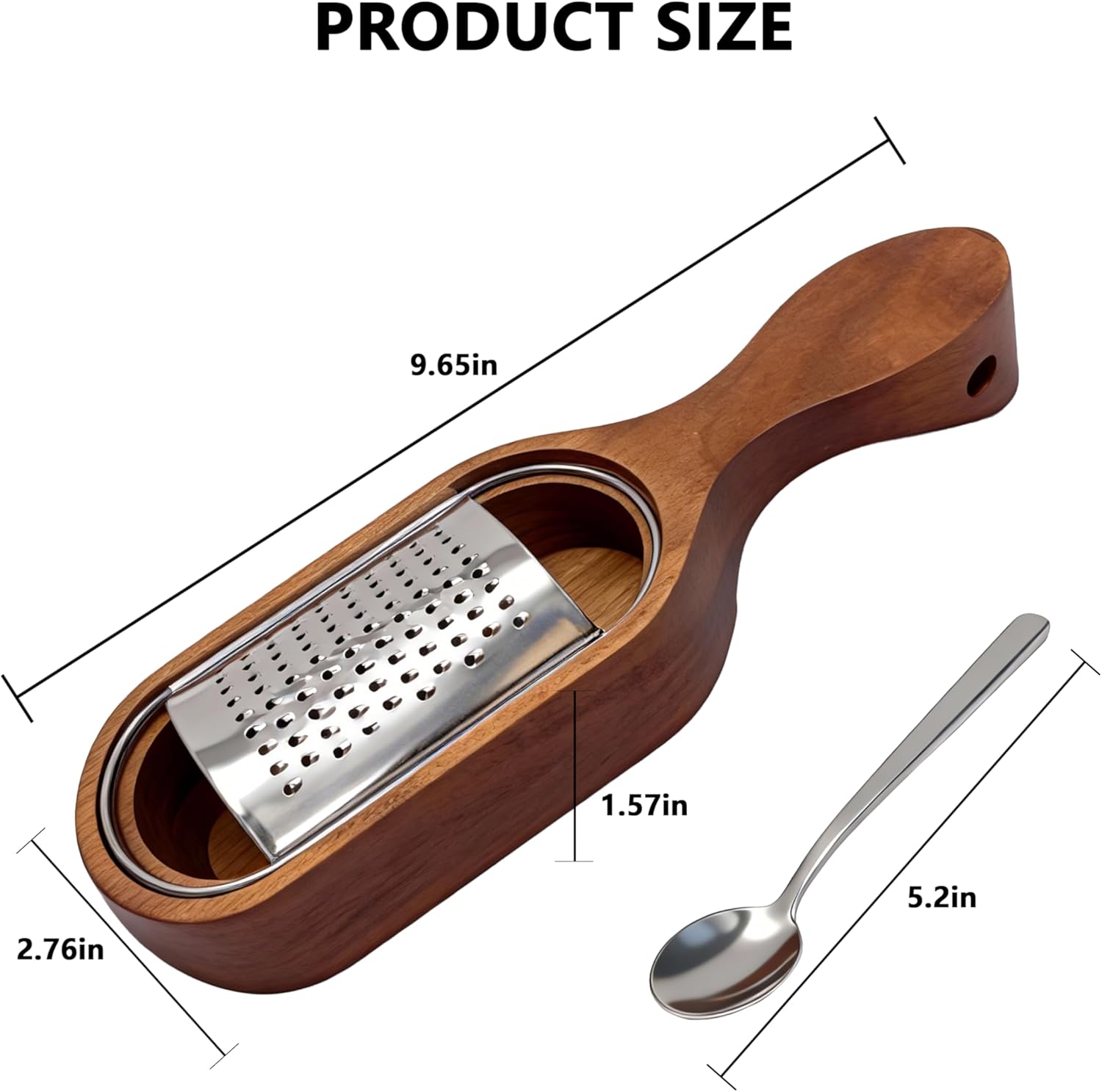 Handheld Cheese Grater with Wooden Container, Stainless Steel Grater Shredder & Zester - for Parmesan, Lemon, Chocolate, Perfect Kitchen Gift & Italian Cooking Gadget