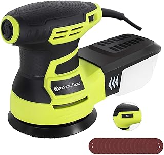 Grandma Shark 350W Multifonction Ponceuses excentrique, Système de vide intégré, comprenant 15 morceaux de papier de verre (Six-Speed/13000RPM)