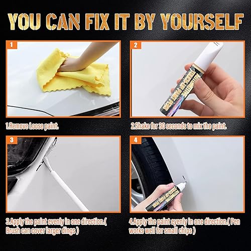 Miniatura 5 de cocomfix Pintura de retoque para automóviles (blanco, lápiz de pintura de retoque automotriz, reparación de arañazos de pintura de automóvil dos en