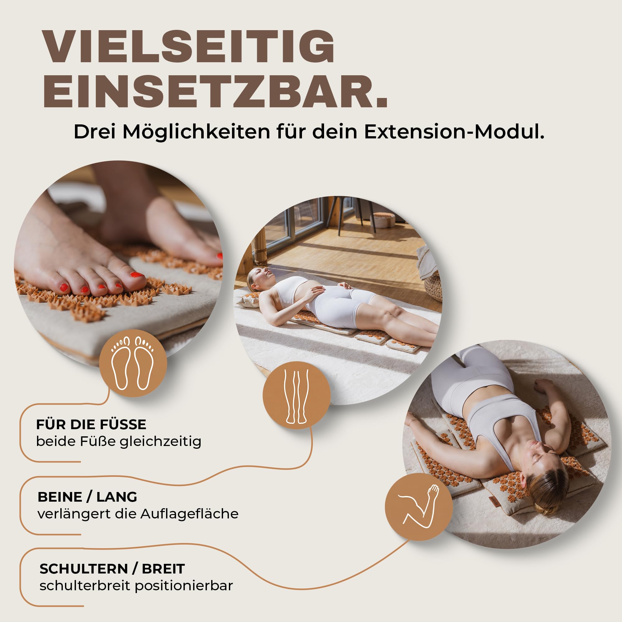 Glanzstück Berlin® Akupressurmatte XXL Lounge Edition – Set mit Hauptmatte 72 × 42 cm, 2 Modulen à 18 × 42 cm, Kissen & Tasche, ca. 9.350 Blütenspitzen für den Ganzkörper