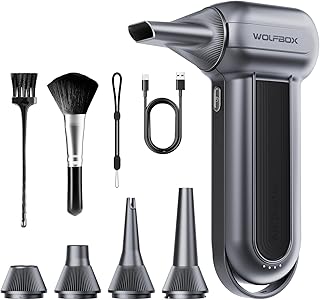 WOLFBOX MF100 Electric Air Duster-150000RPM Super Power Cordless Air Duster, wiederaufladbare Luftgebläse, 3-Gang einstellbare Mini-Gebläse, Staubgebläse für Computer, Tastatur, Outdoor, Haus und Auto
