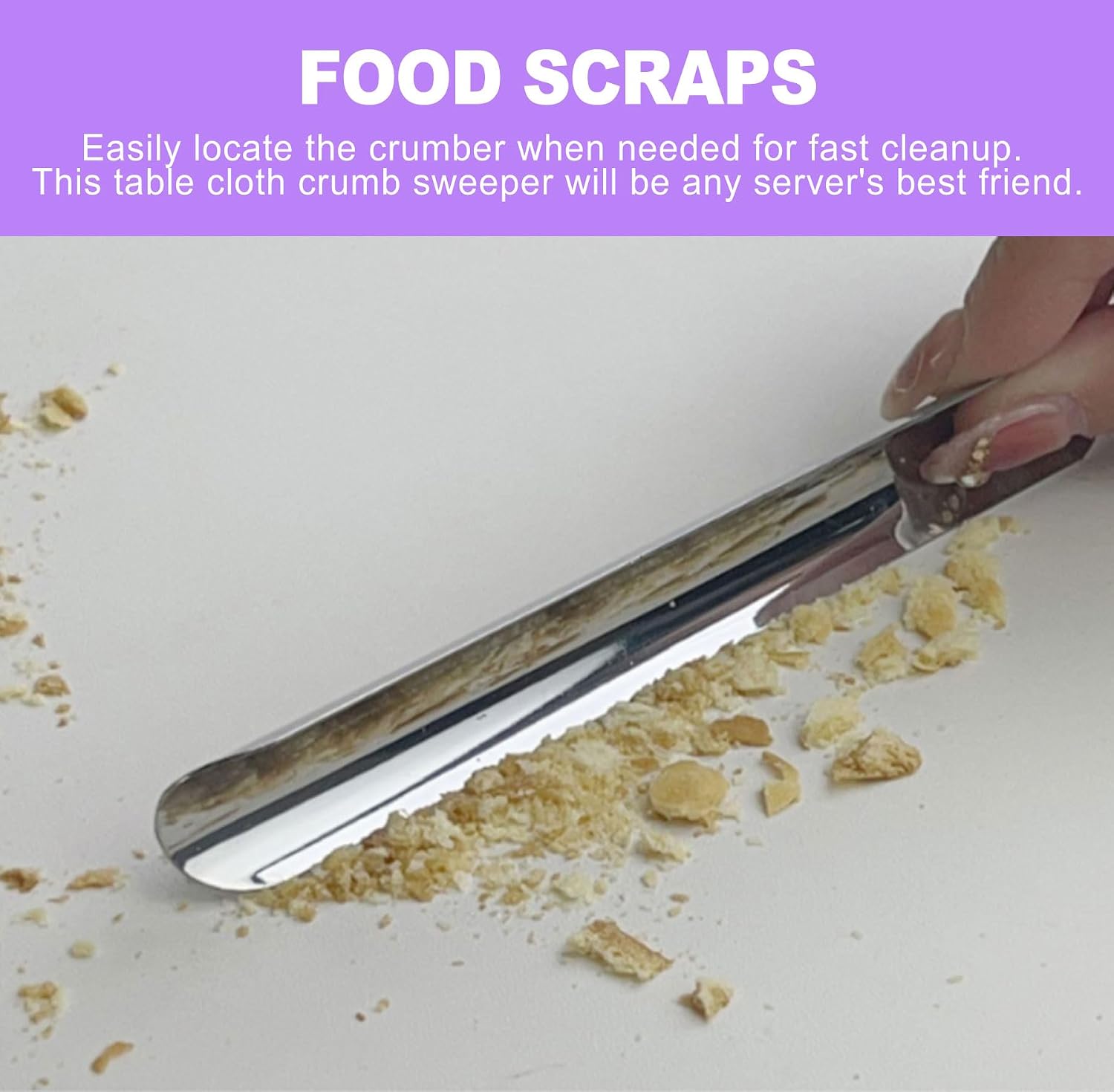Stainless Steel Table Crumb Sweeper and Scraper - Crumber Tool for Servers and Waiters | Restaurant Crumb Catcher for Tablecloth