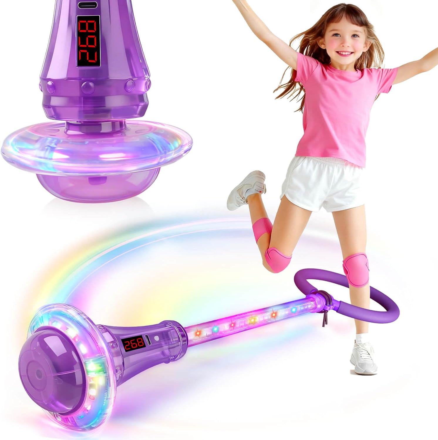 Dolanus Skip Toy with Counter- Laps, Time, Distance, Toys for 5-12 Year Old Kids, Girls Birthday Gifts for Age 5 6 7 8 9 10 11 12, Outdoor Outside Sports Games, Girls Toys Ages 6-8 8-13 (Purple)
