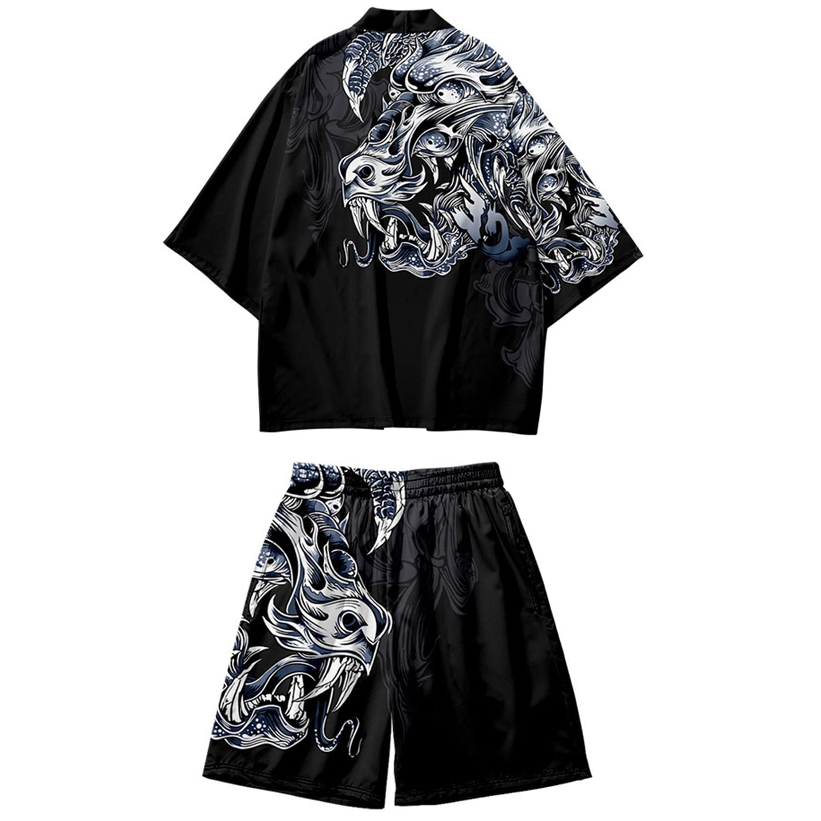 Men's Japanese Kimono Set 2 Piece Shorts Sets Summer Beach Vacation Outfits