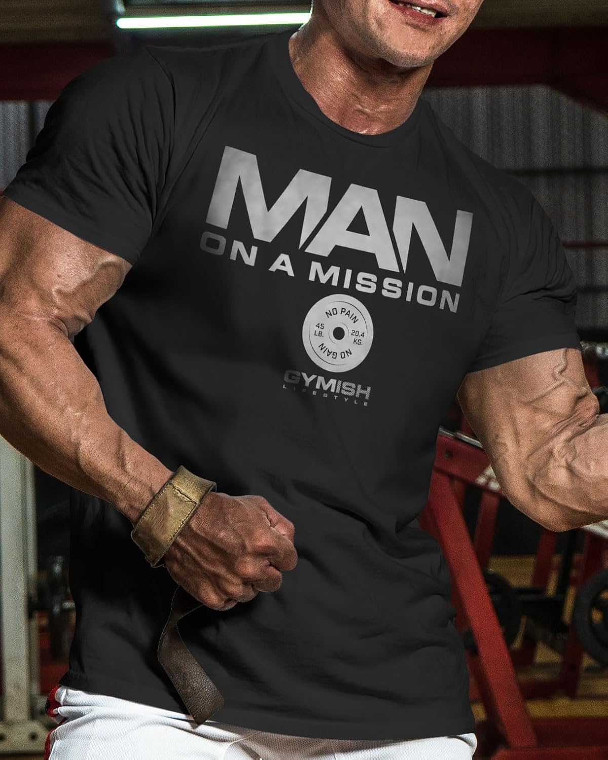 Man on Mission Workout Shirts for Men, Motivational Gym Funny Lifting T-Shirts
