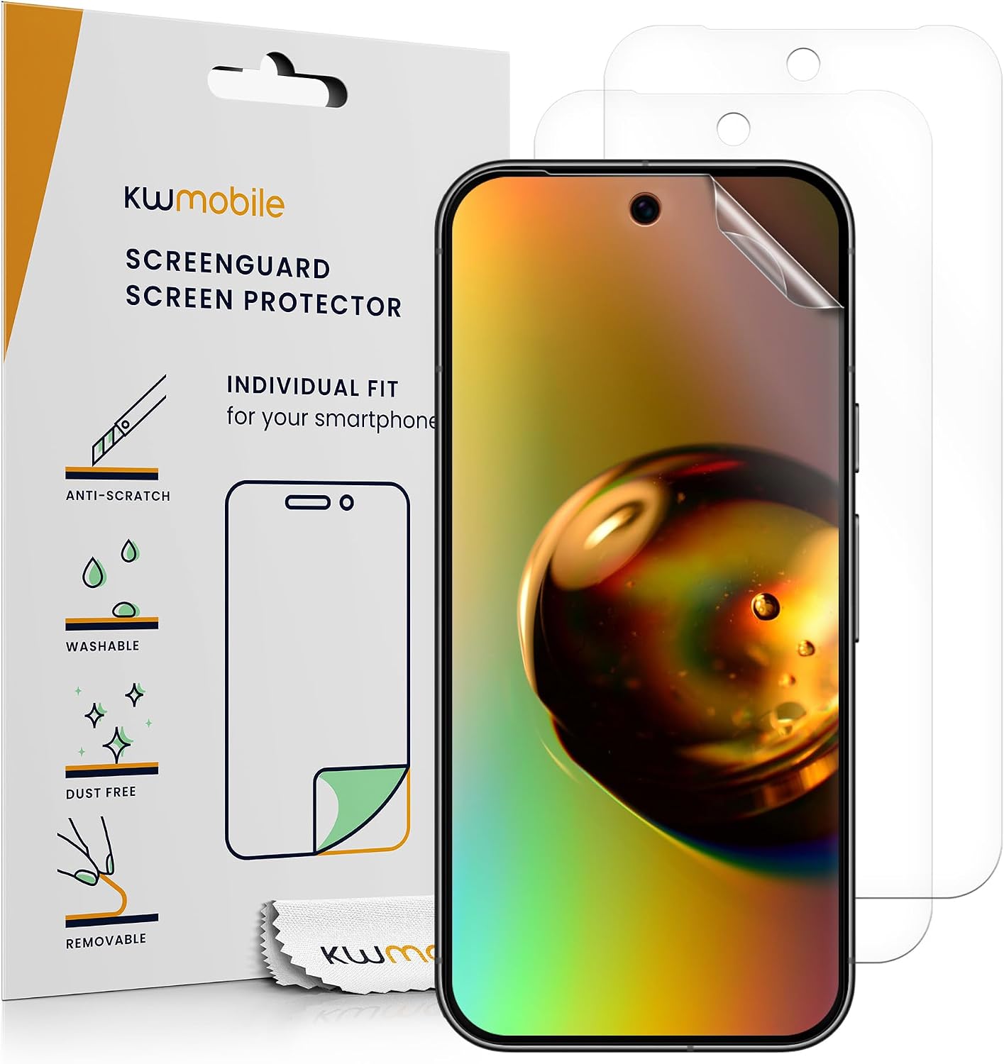 kwmobile Screen Protectors Compatible with Google Pixel 11 / Pixel 10 / Pixel 9 Screen Protector - 3x Ultra-Clear Transparent Phone Films