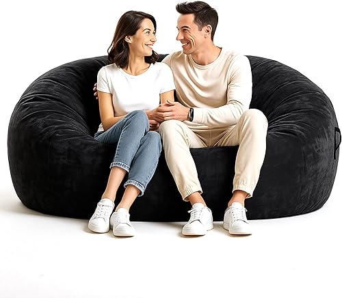 Vista 12 de Codi - Silla de Puf Grande Gigante con Relleno Incluido, 5 Pies - Sillas de Puf Grandes y Cómodas para Adultos - Funda de Mink Vinculado Lavable a