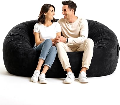 Codi 6FT Oversized Bean Bag Chairs for Adults, Beanbag with Filler, Black | Shredded Foam Fill, Machine Washable Cover, Built-In Zipper, Reinforced Seams, Ideal for Family Gathering