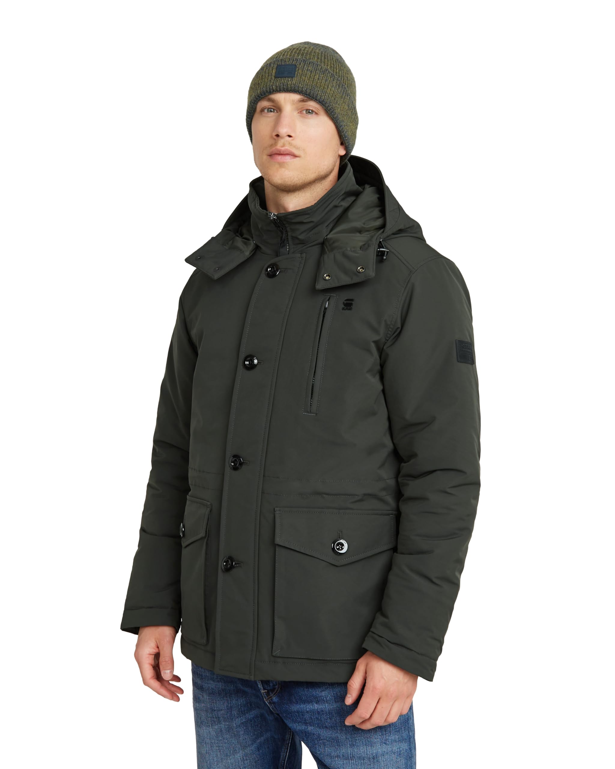 G-STAR Uomo Vodan Padded Hooded Jacket, Grigio (Asfalt D26403-D908-995), S-image