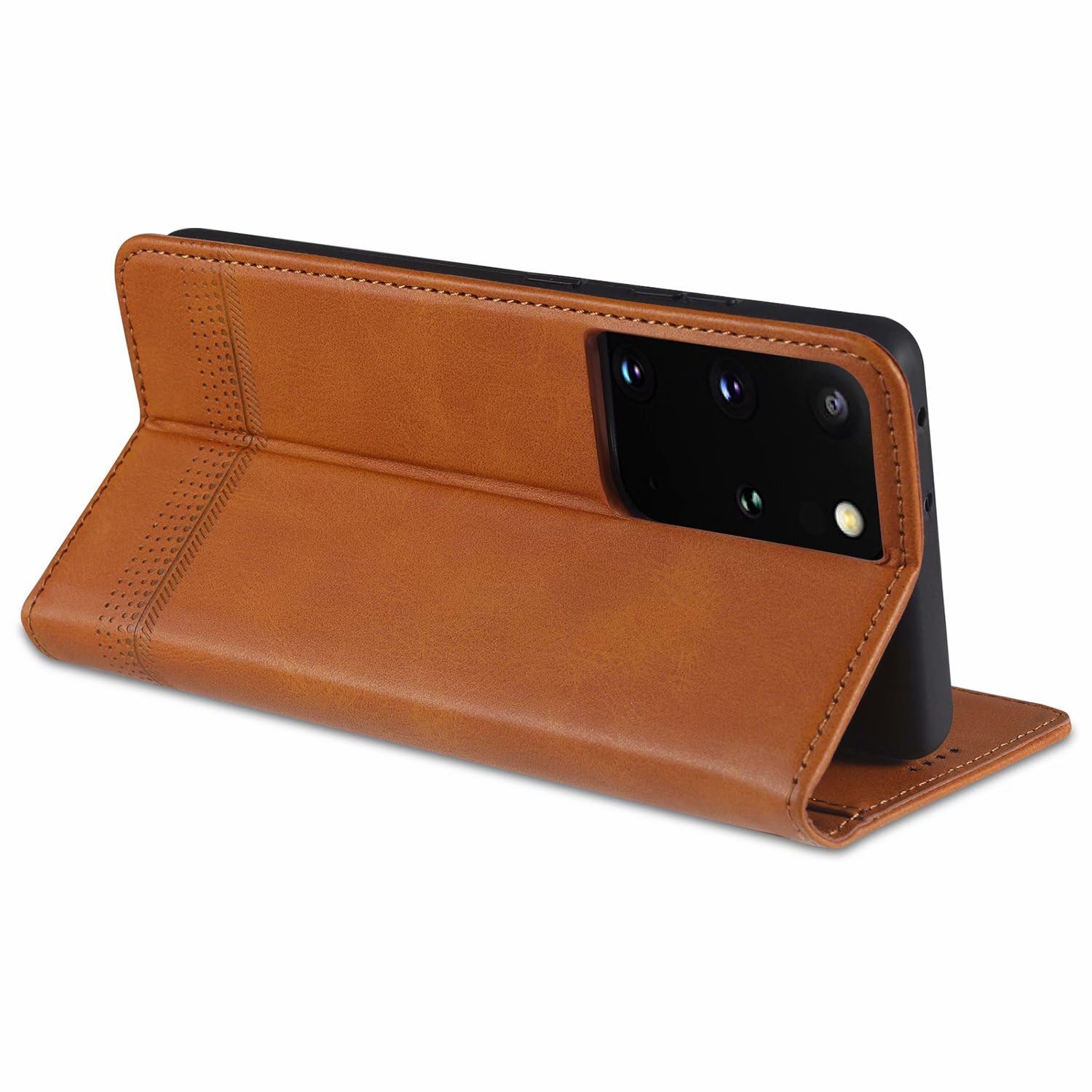 Generic Étui compatible avec iPhone Samsung Galaxy S20 Ultra (couleur : vert foncé) Étui élégant en cuir avec fermeture à rabat magnétique pour téléphone
