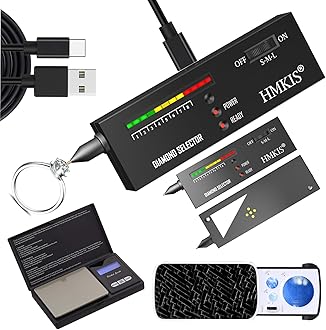 Diamond Tester＋200g/0.01g Mini Jewelry Scale＋ 60X Mini LED Magnifying, Professional Diamond Selector for Novice and Expert, Thermal Conductivity Meter (Non-Rechargeable)