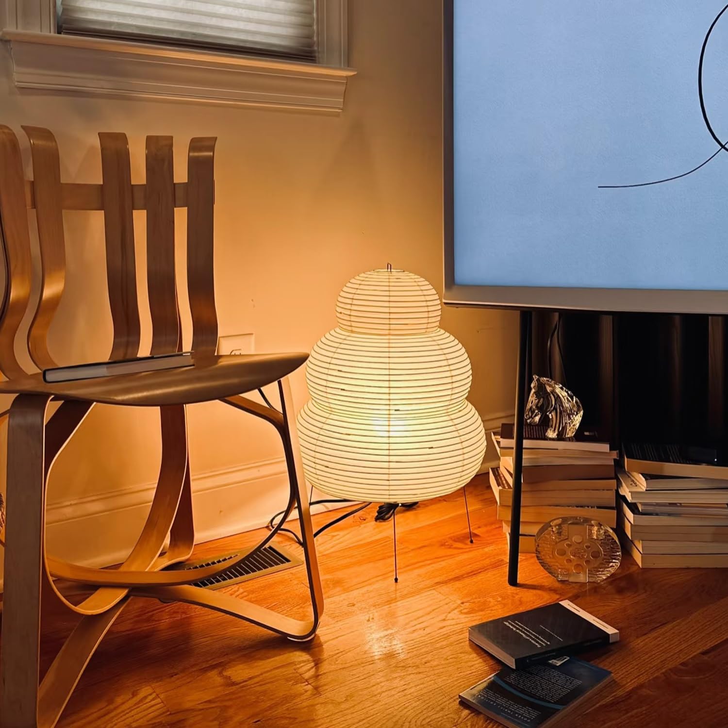 NVKE Reispapier Lampe Retro Wabi-sabi Nachttischlampe Nachtlicht Gemütliche Tischlampe Tischbeleuchtung Dekorative Tischleuchte Stimmung Tischlicht Papierlampe Wohnzimmer Schlafzimmer Deko Lampe(A)