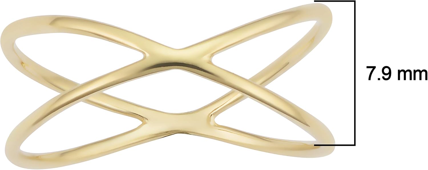 KoolJewelry 14k Yellow Gold Minimalist Criss Cross X Knuckle Ring, Size 6-9 - Image 4