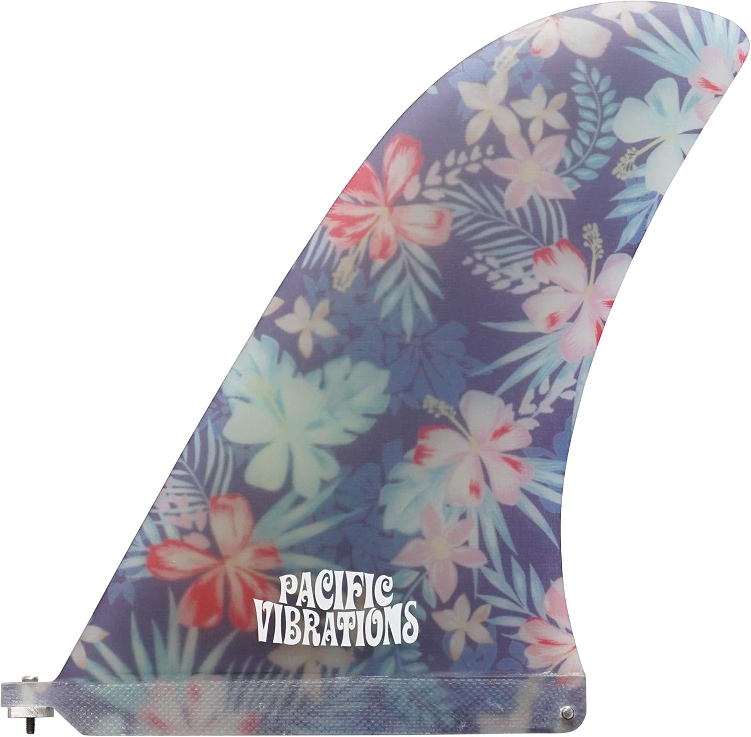 PACIFIC VIBRATIONS 10.5 FINS Rudder Fiberglass Flower Pattern Longboard Surfboard FIN