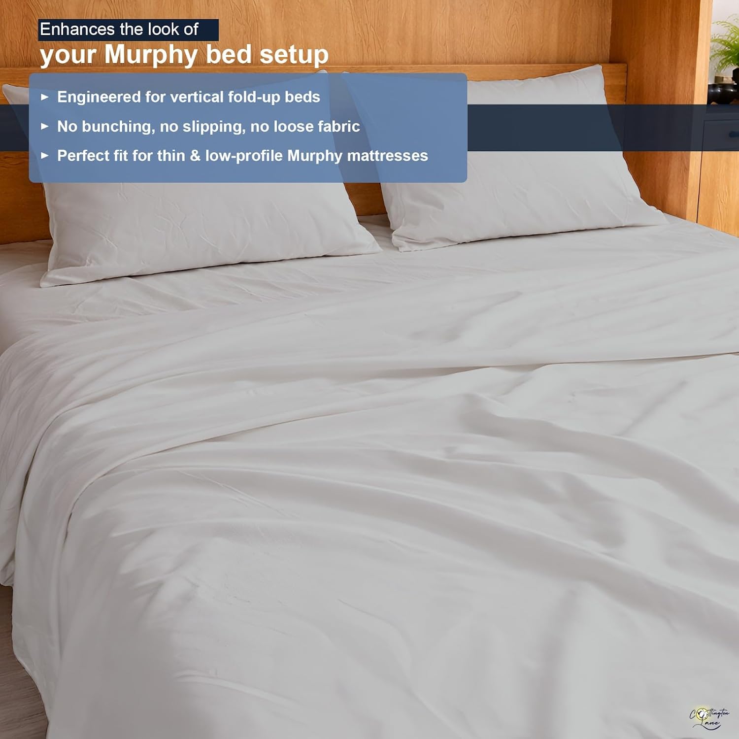 Cottington Lane Silver Grey Sheets for Murphy Bed Mattress, 4 Piece Premium 1800 Ultra Soft Brushed Microfiber Twin Size Wall Bed Sheet Set, 6-10 Inch Deep Pocket with All-Around Elastic