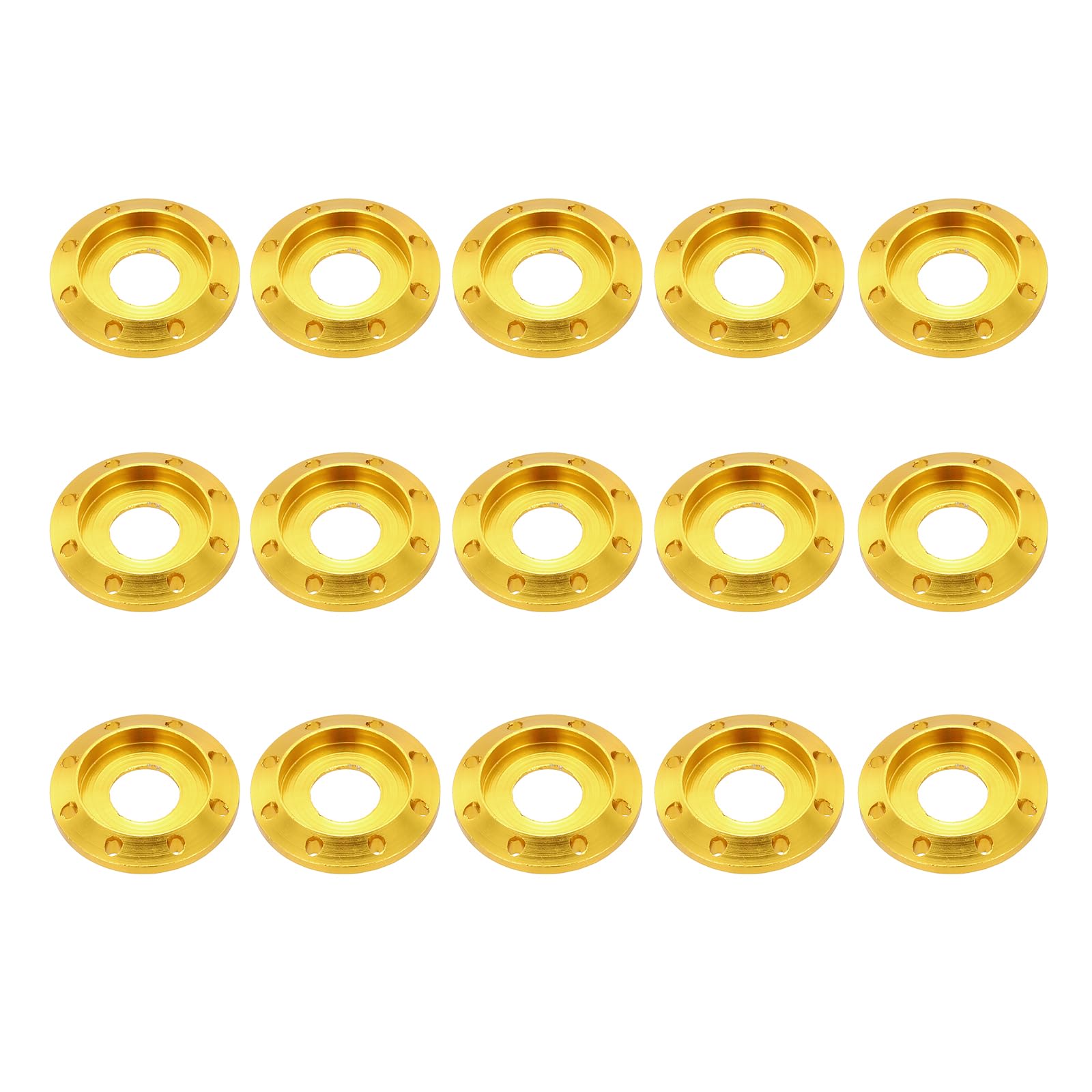 sourcing map M8 Aluminum Eight Holes Washer, Aluminum Alloy Disc Washer Anodized Colorful Decorative Gasket for Drones/RC/FPV/Electric Motorcycle(Pack of 15, Gold)