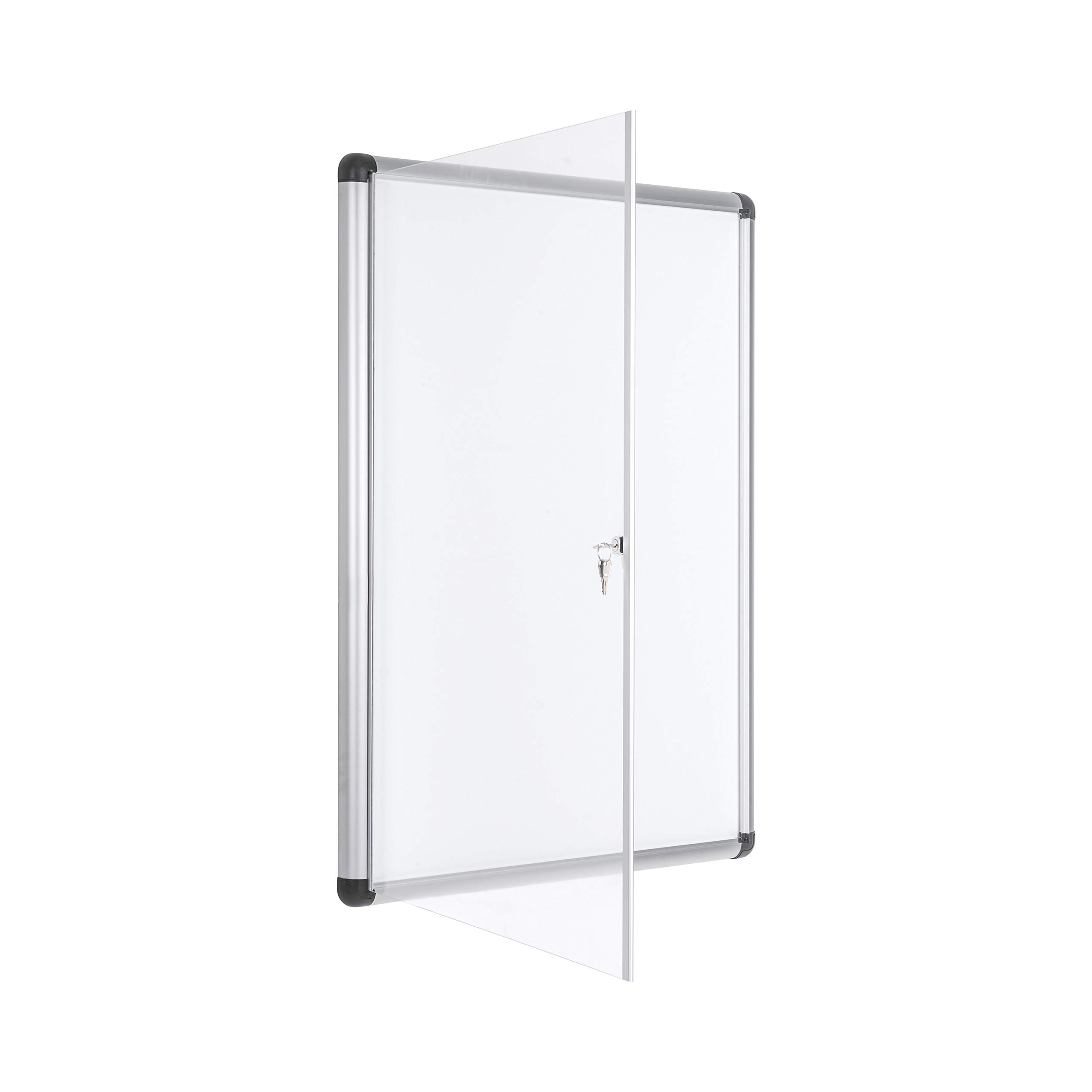 Bi-Office Boletín Enclore Extra, Superficie magnética en acero lacado, Tablón de anuncios con puerta con bisagras para interiores en aluminio, 723 x 984 mm - 9xA4