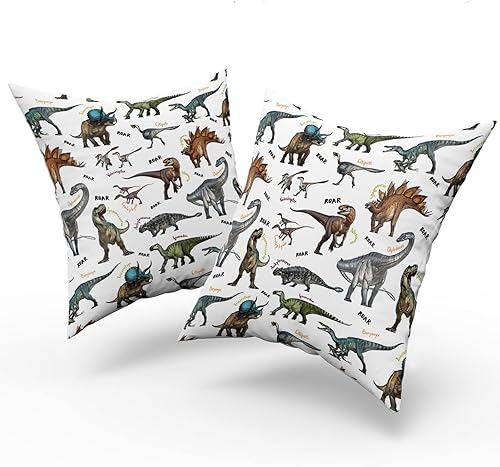 Miniatura 2 de Fundas de almohada de dinosaurios salvajes  Funda de almohada de dinosaurio de Fauna Tiranosaurio, Brachiosaurus, dinosaurio, funda de almohada